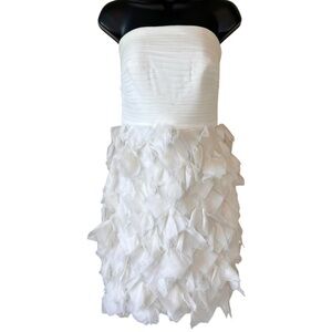 Tadashi Shoji SILK Strapless Ruffle Skirt Silk Chiffon Swan Dress Style OC487M